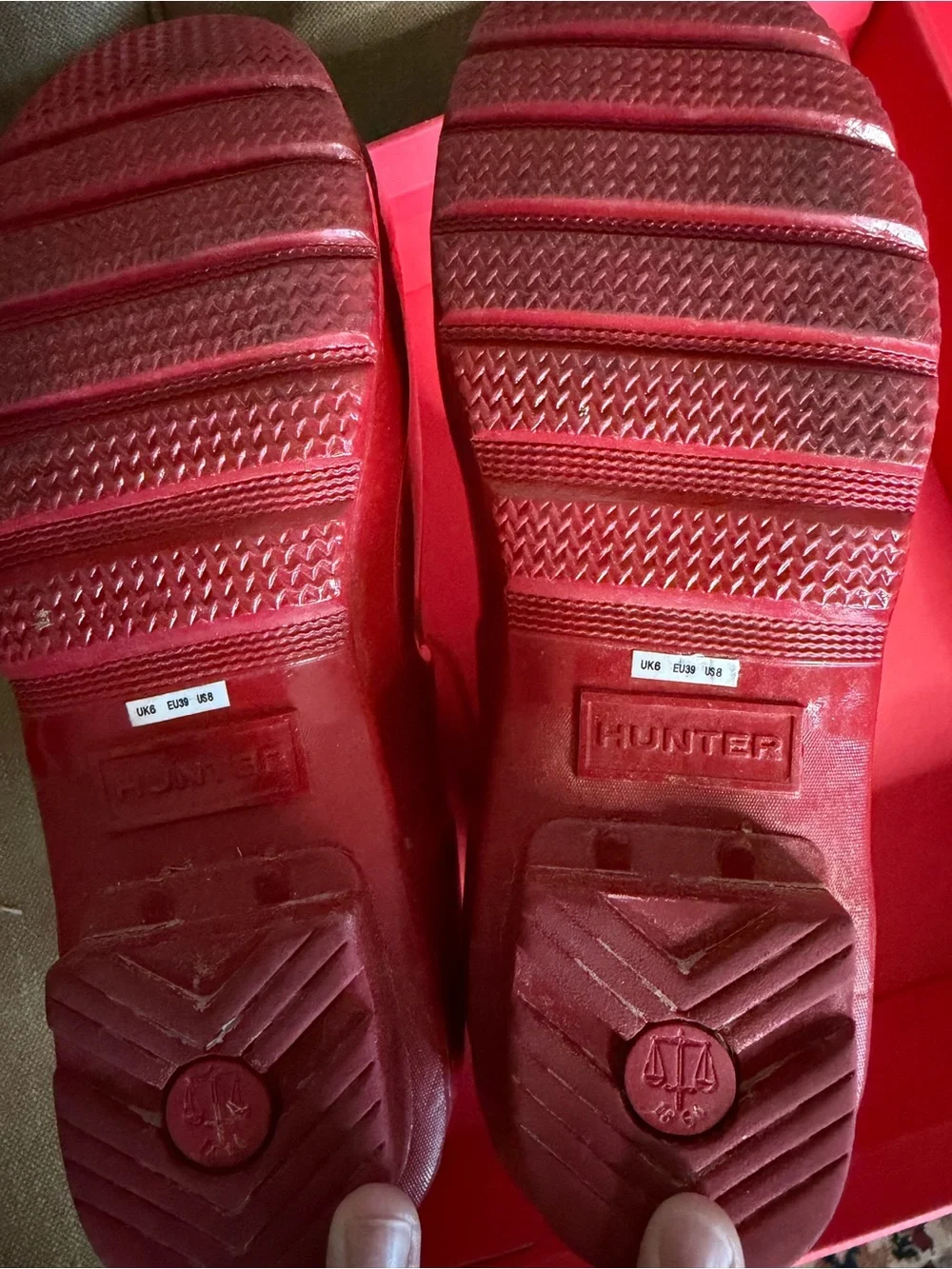 Hunter Original Short Gloss Red Rain Boots Women's Size 8 Waterproof Box